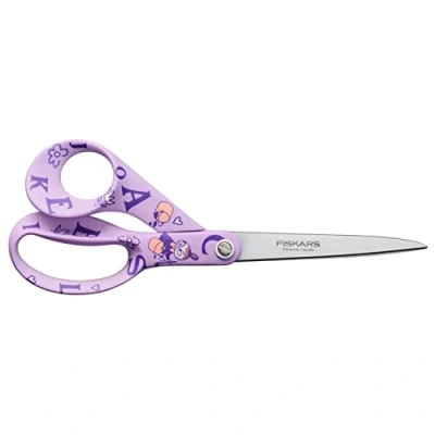 Image of Fiskars 21cm Moomin Right Handed Scissors General Purpose Craft Shears for Precision Cutting, Officially Licensed, Ideal Paper, Fabric, and More Purple ABC