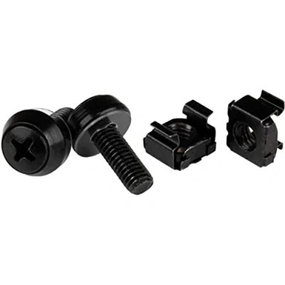 Image of StarTech.com M6 x 12mm Screws and Cage Nuts 100 Pack Mounting for Server Rack Cabinet Black (CABSCREWM62B)
