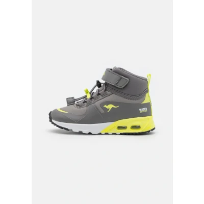 Image of Kangaroos KX Hydro Hightop trainers for kids, Size: 11K, Ultimate grey/limetta Synthetics/textile