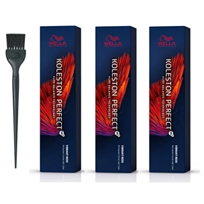 Image of Wella Koleston Perfect Me+ Vibrant Reds 7/43 Pack of 3 Medium Red Gold Blonde 60ml