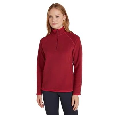 Image of Mountain Warehouse Montana Womens Microfleece Breathable Ladies Sweater, Quick Drying Pullover, Warm Fleece Jacket, Half Zip For Autumn Winter, Travelling, Outdoors Dark Red Women&#039;s Size 10