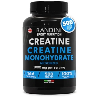 Image of Bandini® Creatine Monohydrate 3000mg 500 Tablets Supplement for Energy, Training and Gym Pre Workout Men &amp; Women Powder Alternative 100% Vegan Micronized Keto Unflavoured