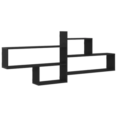 Image of vidaXL Wall Shelf Black Oak 167.5x18x68 cm Modern Engineered Wood Floating for Living Room, Bedroom &amp; Office Space Saving Mounted Display