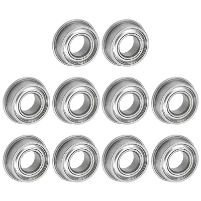 Image of uxcell MF84ZZ Flanged Ball Bearing 4x8x3mm Double Shielded Chrome Steel Flange Bearings, 10pcs
