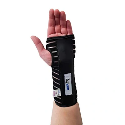 Image of Hisp UK Breathable Wrist Support Brace Splint Ideal for Carpel Tunnel, Sprains &amp; Tendonitis (Black, XL Left)