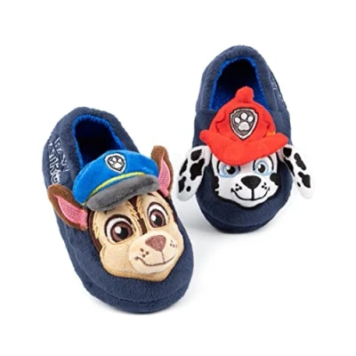Image of Paw Patrol Slippers Kids Toddlers Girls Boys Animated Rescue Pups 3D Ears Chase Marshall Slip On House Shoes 10 Child