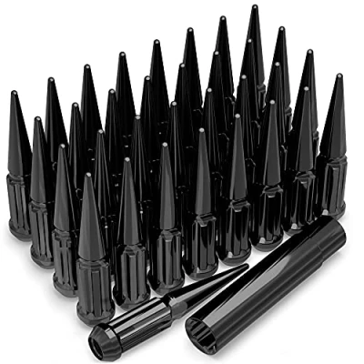 Image of White Knight 3809XLBK 33AM Black Chrome M14x1.50 1 Pc Spline Spike Lug Nut Set with Extra Spike, 33 Pack