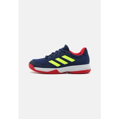 Image of adidas Gamespec Kids Tennis Shoes, Dark Blue/Lucid Lemon/FTWR White, 3 UK Child