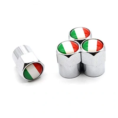 Image of 4 Pcs/Set Aluminum Alloy/Copper Italy National Flag Tire Valve Stem Cap Wheel Air Caps for Auto Cars (Silver)