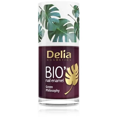 Image of Delia Cosmetics Bio Green Nail Polish PLUM Vegan Friendly Perfect Opacity and Shine Easy Fast Application Natural Ingredients Long Lasting Color up to 6 Days 11ml