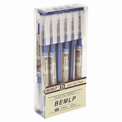 Image of Gel Ink Pen Extra fine point 0.35mm Blue Liquid Rollerball Pens Quick Drying School Office student Exam Writing Stationery Supply 12 Pcs/Set (Blue)
