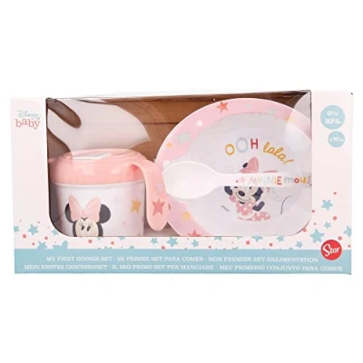 Image of STOR Set 3 PCS (Training Cup, Bowl and Spoon) Minnie Indigo Dreams, Juego de piezas