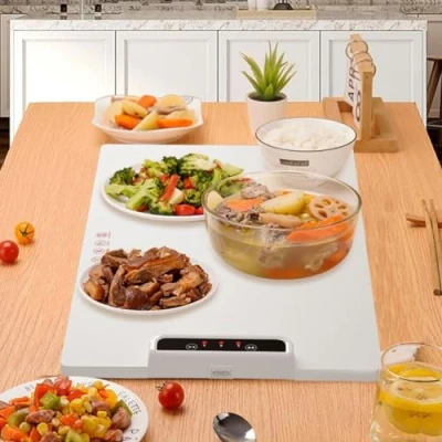 Image of BomBy Silicone Cordless Hot Plate, Food Warmer, Electric Warming Tray with Adjustable Temperature Foldable, for Restaurants, Parties, Events and Home Dinners