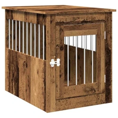 Image of vidaXL Dog Crate Furniture Old Wood 55x75x65 cm Engineered