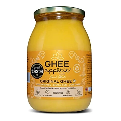 Image of Ghee Appétit Organic 1062 ml/1 kg I Certified Free Range Grass Fed Butter Vegetarian Ayurveda Recipe Pure Clarified Artisan