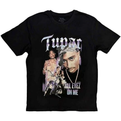 Image of Paradiso Clothing Tupac ALL EYEZ BLUE Homage Print Tshirt, Women&#039;s, Size: XXL, Black