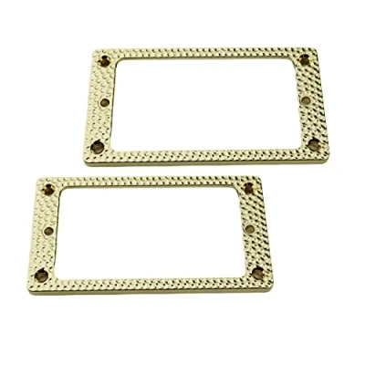 Image of Guyker Metal Flat Humbucker Cover, Pickup Mounting Ring Set Bridge Neck Pickups Frame Replacement Part for Electric Guitar or Precision Bass(2PCS, PR004 Gold)
