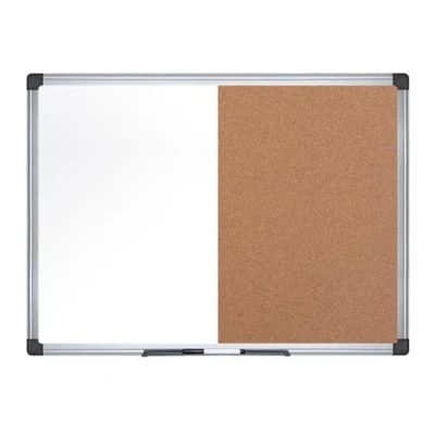Image of MasterVision Maya Silver Easy Clean Dry Erase/Cork Bulletin Board, 1.5&#039; x 2&#039;, Aluminum Frame (XA0202170)