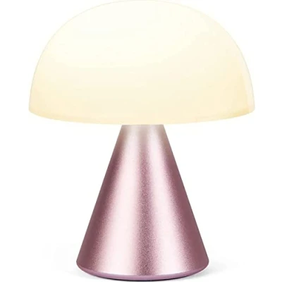 Image of Lexon Mina M Mushroom Lamp Portable Bedside Light for Bedrooms, Kids &amp; Nursery 9 LED Color Rechargeable Table with 24h Dimmer, Medium Pink