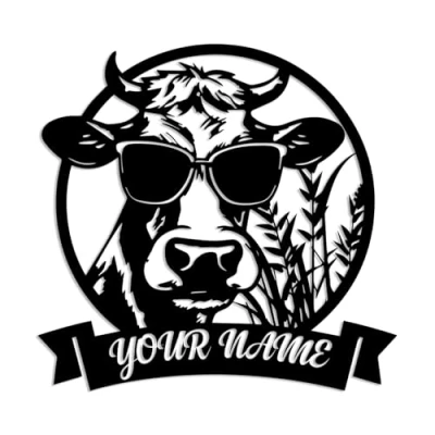 Image of Custom Cow Metal Sign,Custom Farm Sign,Cow Wall Art,Cow Decor,Cow Sign,Personalized Farmhouse Decor,Farmer Name Sign,Farmer Gift,Cow Lover Gifts (Cow E)