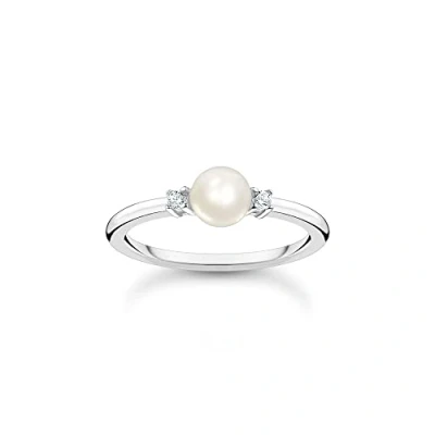 Image of THOMAS SABO Ring Pearl with Stones 925 Sterling Silver TR2370 167 14 56