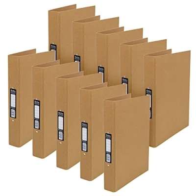 Image of Pukka Pad, A4 Recycled Ringbinder 32 x 26.3cm Paperboard File with Standard O Ring Mechanism Spine Label for Personalisation Box of 10 Kraft