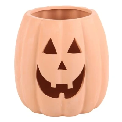Image of Something Different Wholesale 25cm Terracotta Cut Out Pumpkin Decoration Handcrafted Fall Decor, Rustic Charm, Ideal for Halloween and Thanksgiving, Indoor/Outdoor Use