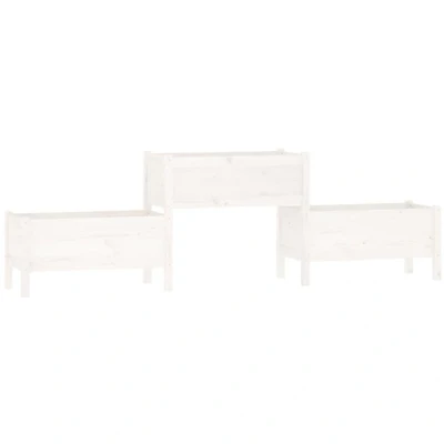 Image of vidaXL Planter White 245.5x44x75 cm Solid Wood Pine