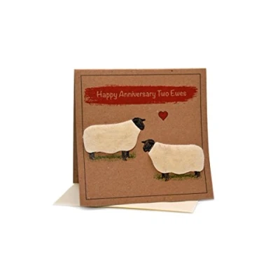 Image of Sheep (HAPPY Anniversary TWO EWES) Greeting Card (Blank Inside)