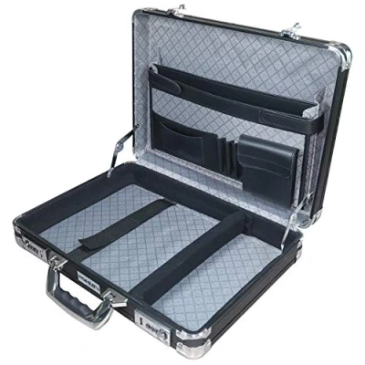 Image of HMF 14651 02 Men&#039;s Aluminium Briefcase, Combination Lock, 45 x 33 11 cm, Black