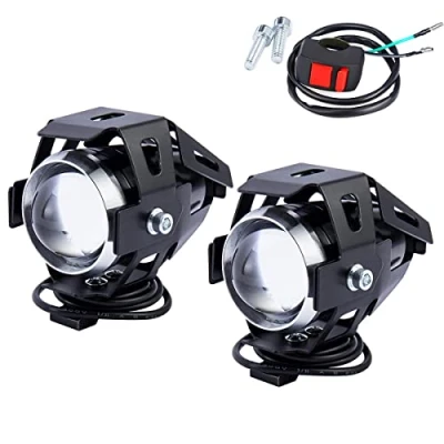 Image of Keyohome 2PCS Motorcycle Headlight Motorbike U5 LED Fog Lamp Front Spot Light DRL Spotlight Driving Daytime Lights with On Off Switch