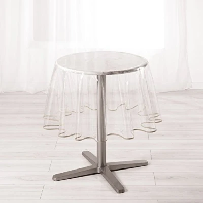 Image of LIGNE DECOR Round Tablecloth (0) 180 Plain Crystal 15/100e Garden +BIAIS, Brown (Taupe)