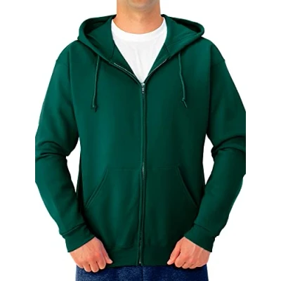 Image of Jerzees Men&#039;s Fleece Hooded Sweatshirt, Full Zip Forest Green, XL