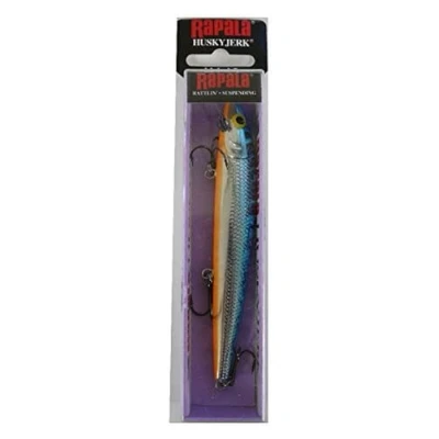 Image of Rapala Unisex Adult Husky Jerk Fishing Bait Accessories with Neutral Density Body Freshwater Spinning Running Depth 1.2 2.4 m Lure 12 cm, 13 g Made in Estonia Silver Blue, Standard