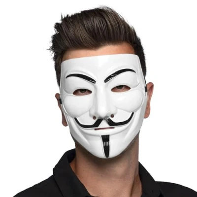 Image of Boland Anonymous Face Mask White Adult I Protest Hacker Guido Halloween Carnival Cosplay Costume