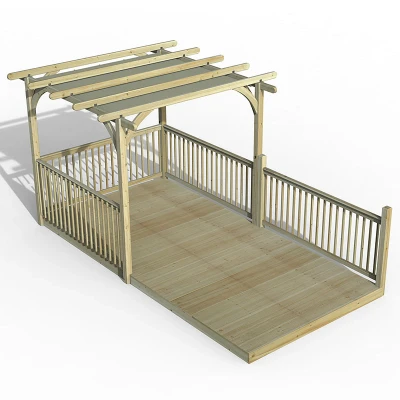 Image of 8&#039; x 16&#039; Forest Pergola Deck Kit with Retractable Canopy No. 10 (2.4m 4.8m)