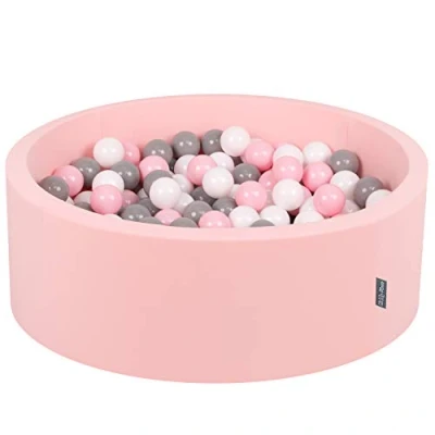 Image of KiddyMoon 90X30cm/300 Balls ∅ 7Cm / 2.75In Baby Foam Ball Pit Made In EU, Pink:White/Grey/Light Pink