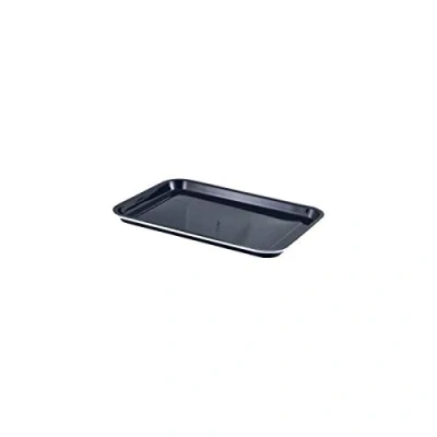 Image of Enamel Tray Black With White Rim 38.2 x 26.4 2.2cm