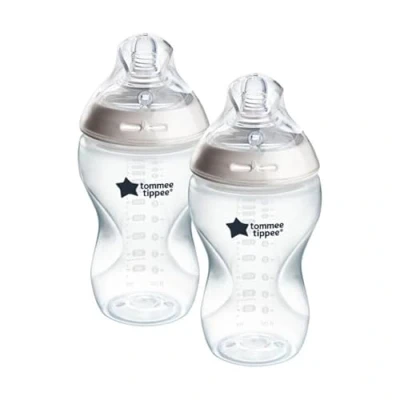 Image of Tommee Tippee Closer to Nature Clear Bottles 340 ml Silicone Teat with Sensitive Anti Colic Valve Set of 6