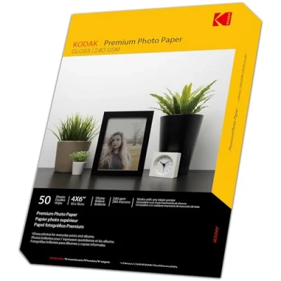 Image of Kodak 6x4 &quot; Photo Paper A6 Gloss For Inkjet Home Printing 4x6 240gsm [50 Sheets]