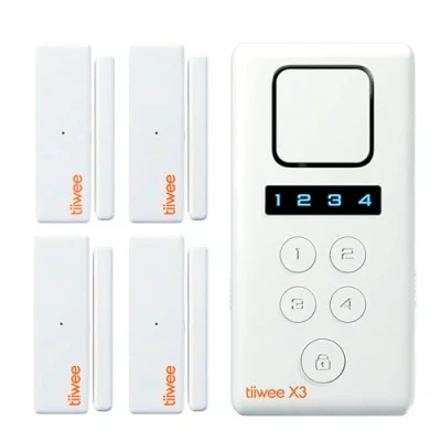 Image of tiiwee X3 Wireless Home Alarm System, White Loud 120dB Siren, 4 Door &amp; Window Sensors, Battery Powered, Touch Control, Photoelectric