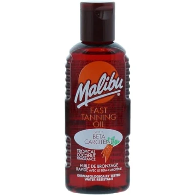 Image of Malibu Sun Bronzing Fast Tanning Oil with Beta Carotene, Water Resistant, Tropical Coconut Fragrance, 100ml