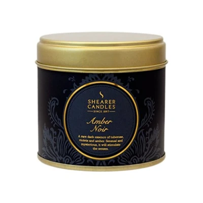 Image of Shearer Candles Amber Noir Large Scented Gold Tin Candle, Black