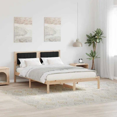 Image of vidaXL Bed Frame with Upholstered Headboard Black 120 x 190 cm