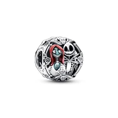 Image of Pandora Disney Sally and Jack sterling silver charm with black, red blue enamel