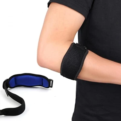 Image of Sourcingmap Tennis Golfer Elbow Brace Support with Compression Pad Adjustable Sports Tendinitis Relieves Forearm Knee Strap