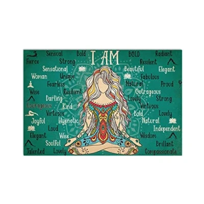 Image of Bioprocess Yoga I Am Decor Poster Wall Art Tin Sign Metal 8X12 Inches