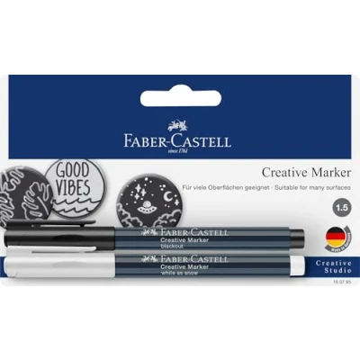 Image of Faber Castell Creative Studio Marker, White As Snow / Blackout, 0, For Art, Craft, Drawing, Sketching, Home, School, University, Colouring