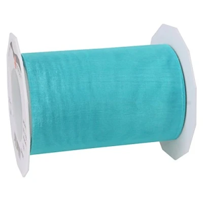 Image of C.E. Pattberg Sheer Organza Ribbon Turquoise, 27 Yards Gift Wrap Ribbon, 4.4 inches Width, Accessories for Decoration &amp; Handicrafts, Presents, Every Occasion