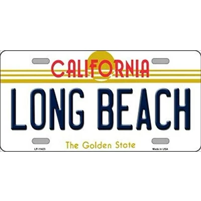 Image of New License Plate long beach california state background novelty Sign 15x30 CM